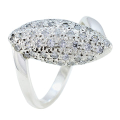 Audrey boho white halo ring sterling silver pave marquise shaped top with sparkling clear stones