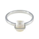 Chen Boho White Solitaire Ring with Unique Pearl Stone Pearl White