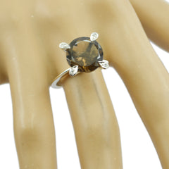 Bruna Brown Gemstone Halo Ring Elegant Silver Band
