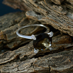 Bruna Brown Gemstone Halo Ring Elegant Silver Band