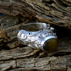 Putri Brown Gemstone Ring India with Silver Filigree