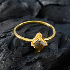 Nella Brown Solitaire Ring for Women Gold Plated