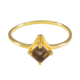 Nella Brown Solitaire Ring for Women Gold Plated Smoky Quartz Brown