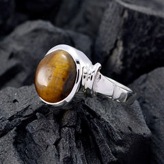 Aisha Brown Solitaire Ring with Tiger Eye Gemstone