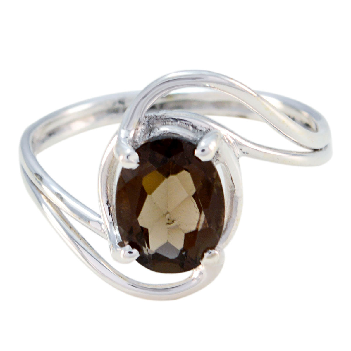 Alina Feminine Brown Solitaire Ring smoky quartz Brown