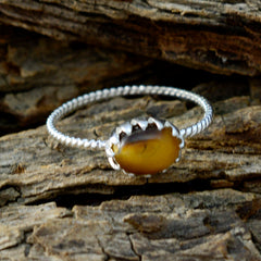 Hua Elegant Brown Solitaire Ring with Sterling Silver