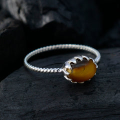 Hua Elegant Brown Solitaire Ring with Sterling Silver