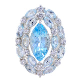 Tereza contemporary blue gemstone ring with marquise-cut blue center stone and surrounding clear stones