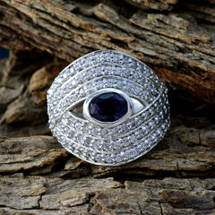 Meera Contemporary Blue Halo Ring with Sparkling Stones