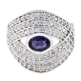 Meera Contemporary Blue Halo Ring with Sparkling Stones Iolite Blue