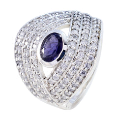 Meera Contemporary Blue Halo Ring with Sparkling Stones
