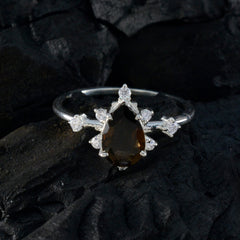 Hina Contemporary Brown Gemstone Ring with Accent Stones