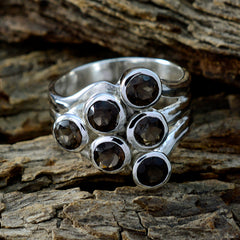 Lili contemporary brown gemstone ring with multiple round brown stones set in silver band