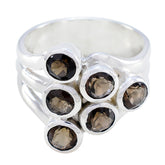 Lili contemporary brown gemstone ring with multiple round brown gemstones set in silver band