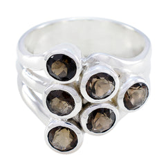 Lili contemporary brown gemstone ring with multiple round brown gemstones set in silver band