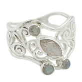 Kennedy sterling silver filigree ring with labradorite accents contemporary grey gemstone ring elegant openwork band