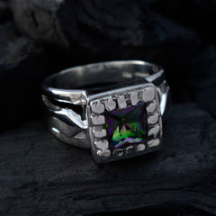 Greta Contemporary Multicolor Solitaire Ring Silver