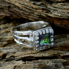 Greta Contemporary Multicolor Solitaire Ring Silver