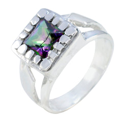 Greta Contemporary Multicolor Solitaire Ring Silver