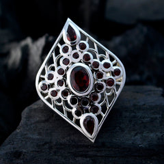 Agustina Contemporary Red Gemstone Ring in Sterling Silver