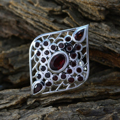 Agustina Contemporary Red Gemstone Ring in Sterling Silver