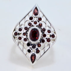 Agustina Contemporary Red Gemstone Ring in Sterling Silver