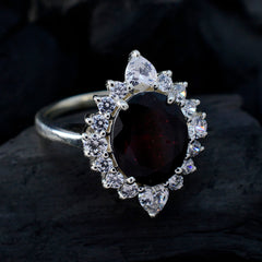 Liyana Contemporary Red Halo Ring with Gemstone Accent