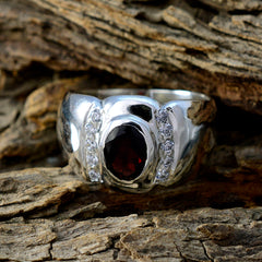 Noelia Contemporary Red Halo Ring with Gemstone Accent