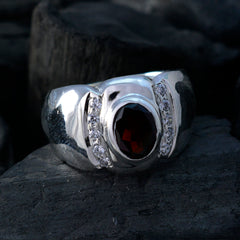 Noelia Contemporary Red Halo Ring with Gemstone Accent