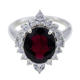 Liyana Contemporary Red Halo Ring with Gemstone Accent Garnet Red
