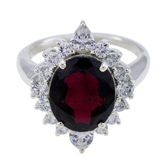Liyana Contemporary Red Halo Ring with Gemstone Accent Garnet Red
