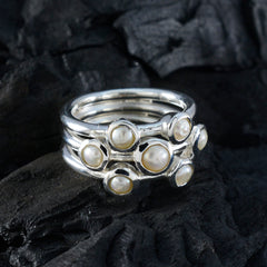 Amanda Contemporary White Gemstone Ring with Pearls