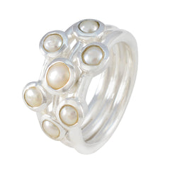 Amanda Contemporary White Gemstone Ring with Pearls