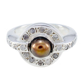Kristine Contemporary White Halo Ring Pearl White