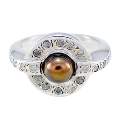 Kristine Contemporary White Halo Ring Pearl White