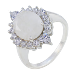 Victoria Contemporary White Halo Ring