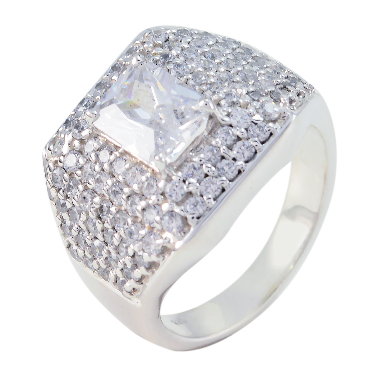 Isabelle Contemporary White Halo Ring Crystal Quartz White