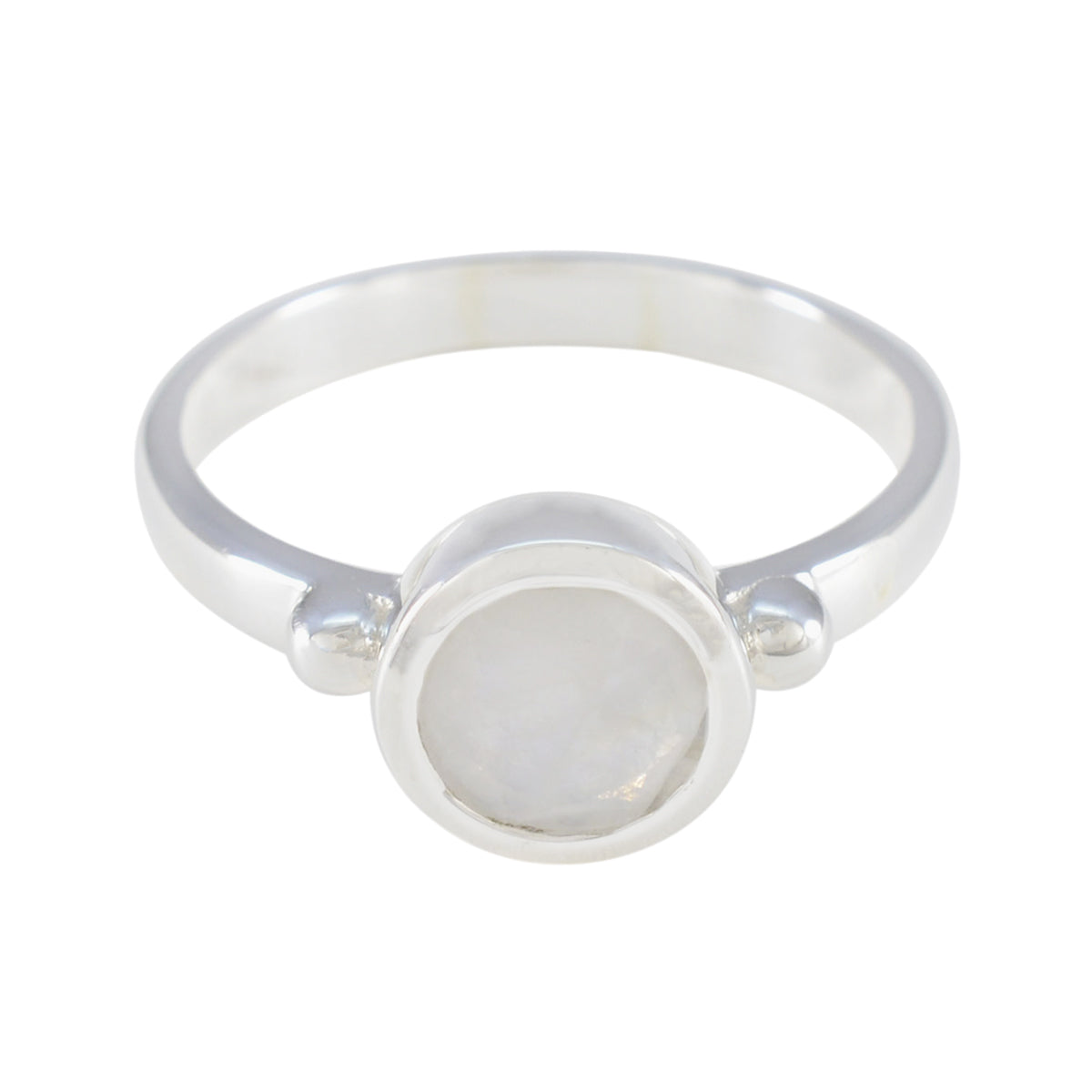 Riya Contemporary White Solitaire Ring Rainbow Moonstone White