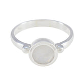 Riya Contemporary White Solitaire Ring Rainbow Moonstone White