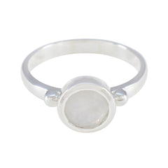 Riya Contemporary White Solitaire Ring Rainbow Moonstone White