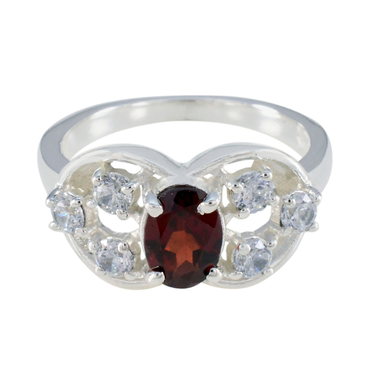 Kristine Fairytale Red Halo Ring with Sparkling Stones Garnet Red