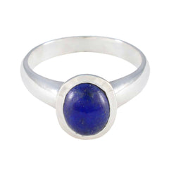 Riya Feminine Blue Solitaire Ring in Sterling Silver Lapis Lazuli Blue