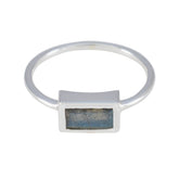 Jiwoo Feminine Grey Solitaire Ring in Sterling Silver Labradorite Gray