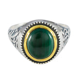 Zazlle Filigree Solitaire Jewellery Ring with Green Gemstone Malachite Green