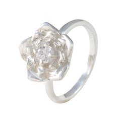 Camila Floral Solitaire Ring Silver Flower Design
