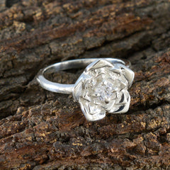 Camila Floral Solitaire Ring Silver Flower Design