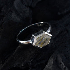 Audrey Golden Hexagon Gemstone Ring in Silver