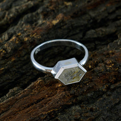 Audrey Golden Hexagon Gemstone Ring in Silver