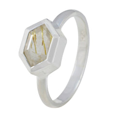 Audrey Golden Hexagon Gemstone Ring in Silver