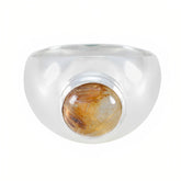 Dewi Sophisticated Golden Solitaire Ring Rutile Quartz Yellow